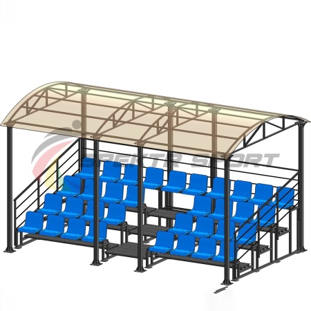 Купить Трибуна для зрителей 4 ряда на 34 места с навесом и перилами в Чекалине 